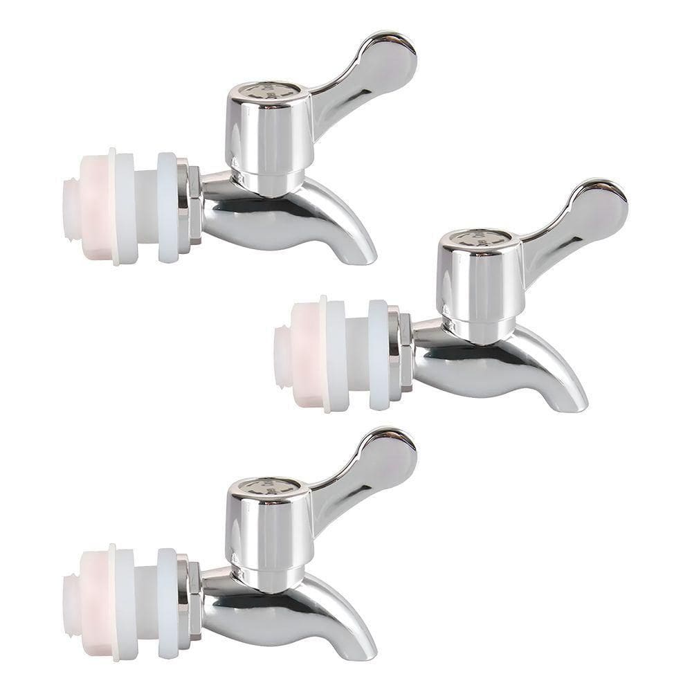 Kit 3 Torneiras Para Suqueira Dispenser Plástico Prata Luxo Filtro Com Vedação