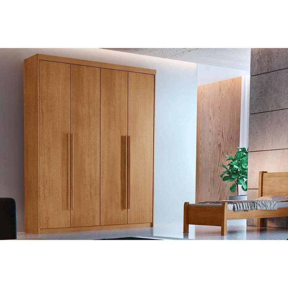 Guarda Roupa Solteiro 4 Portas E 2 Gavetas Naturale - Rufato