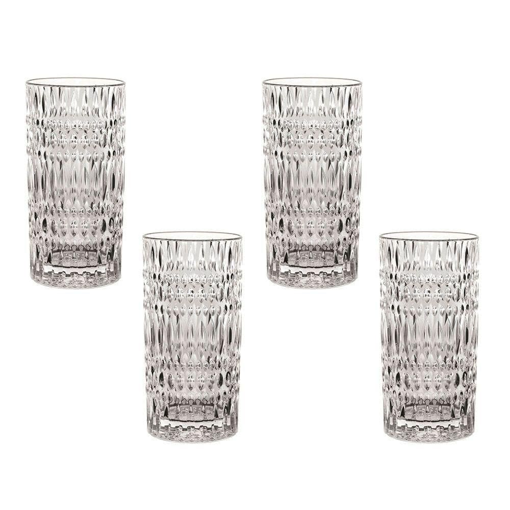 4 Copos Altos Ethno Em Vidro Cristal 434ml Nachtmann