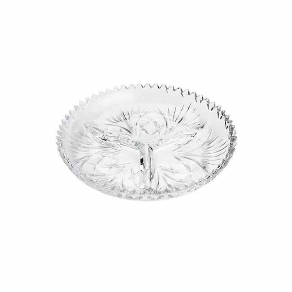 Petisqueira 3 Divisórias De Cristal Alberta 22×3,5cm Lyor