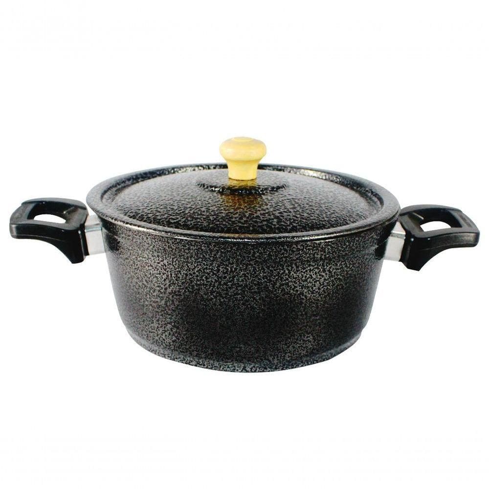 Caçarola De Alumínio Craqueada Alça Baquelite 20Cm Preto