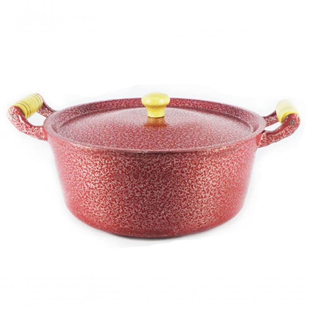 Caçarola Panela Reta Craqueada De Alumínio 38Cm Vermelho