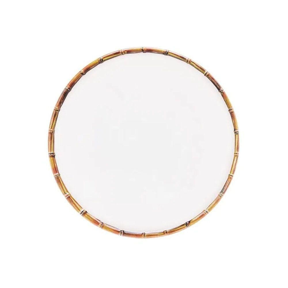 Prato Raso Borda De Bambu Melamina Branco Bon Gourmet 27cm