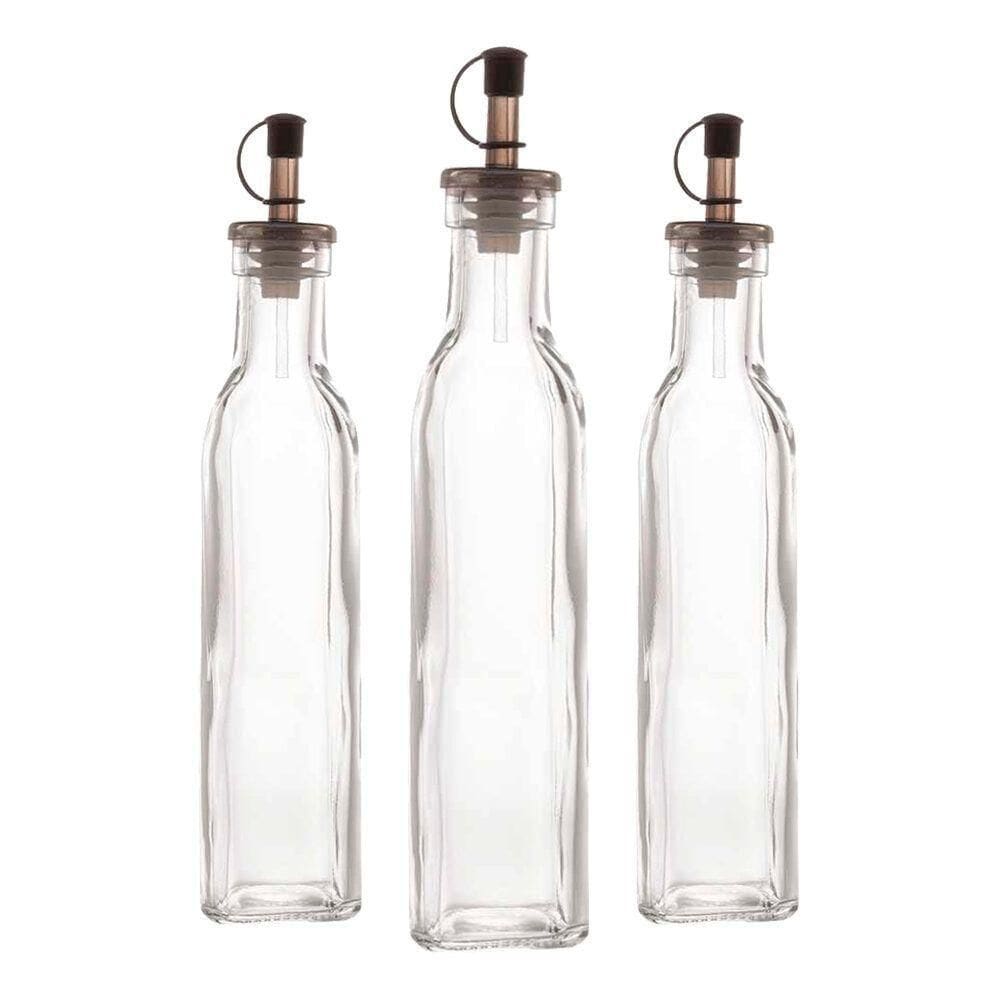 Kit 3 Garrafas Para Azeite De Vidro Com Tampa Lyor 270ml