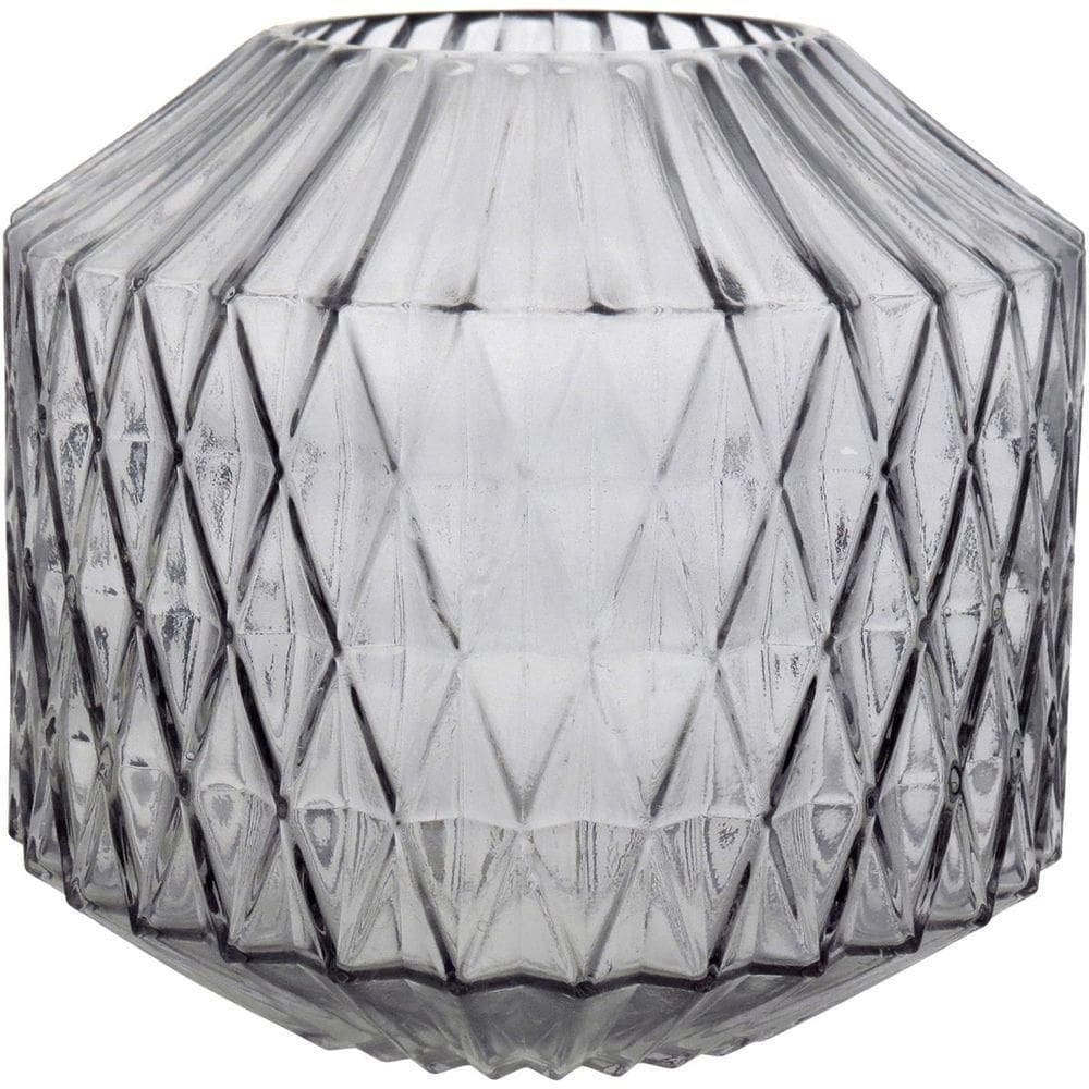 Canoe Vaso 20X22X22Cm Vidro Cinza