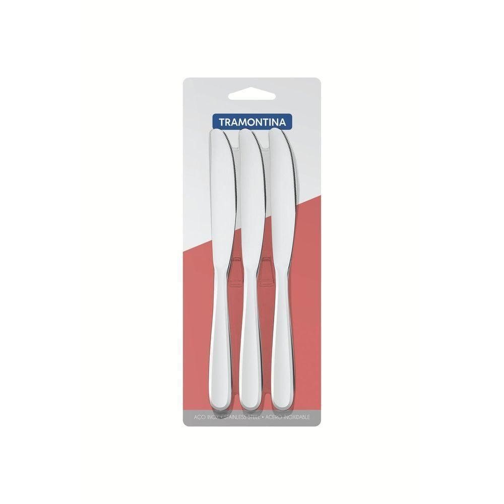 Conjunto De Facas De Mesa Angra Tramontina Em Aço Inox 3 Peças Tramontina
