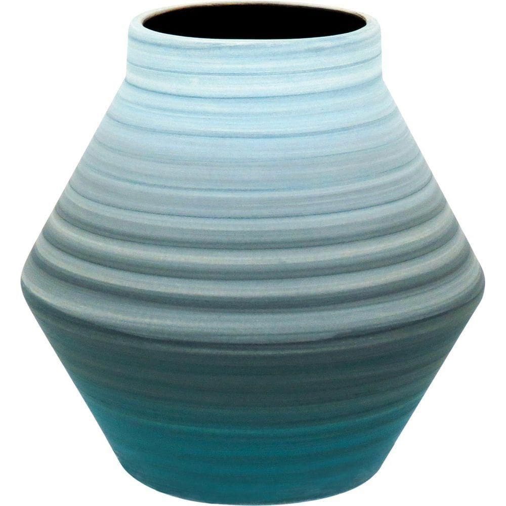 Vaso 16X16X16Cm Cerâmica Azul