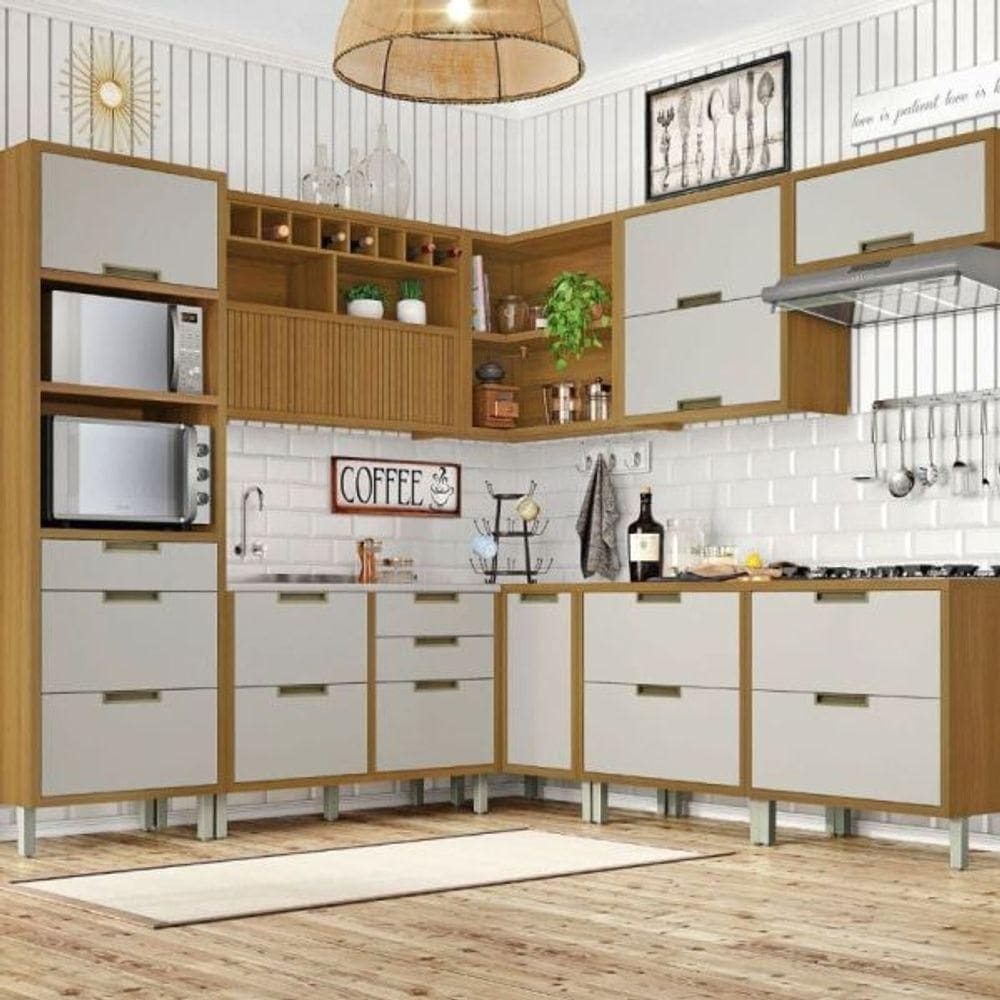 Cozinha Imperatriz 9 Pcs Torre Quente Freijo/off White Nesher