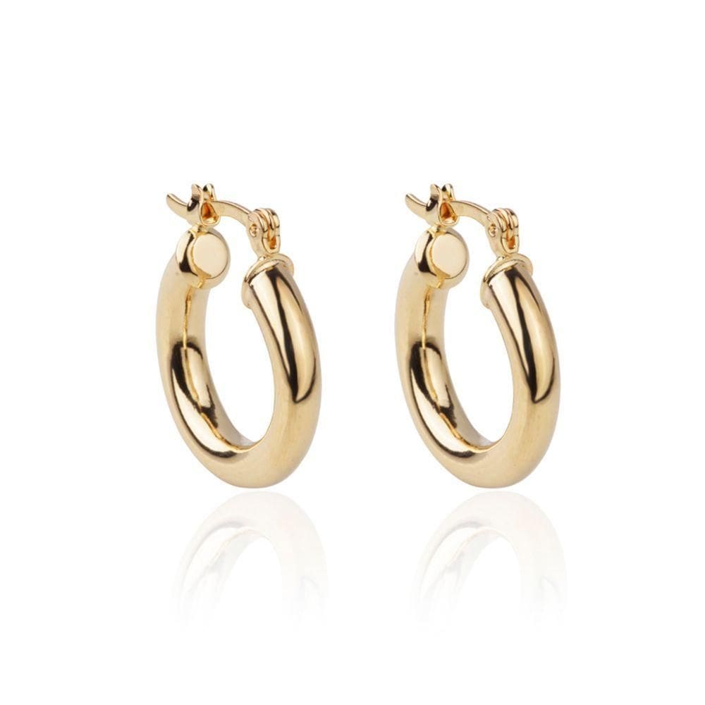 Brinco De Argola Tubo Lala Folheado A Ouro 18k