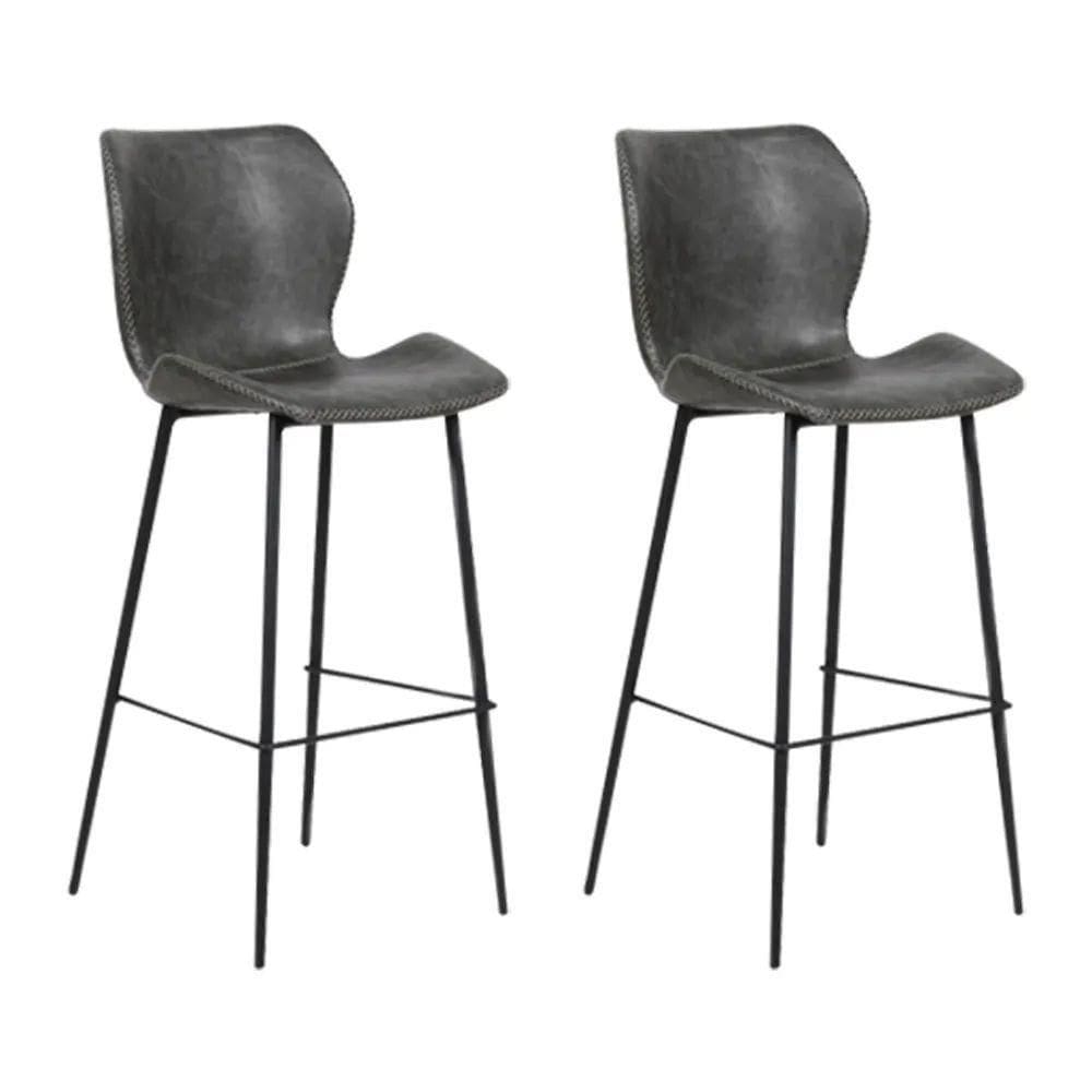 Kit 2 Banquetas Alta Com Encosto Para Bancada Cozinha Penha R02 Pu Cinza Chumbo - Mpozenato