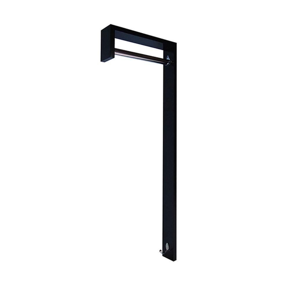 Cabideiro De Parede \"j\" Arara Camiseiro Porta Bolsas Preto Laca