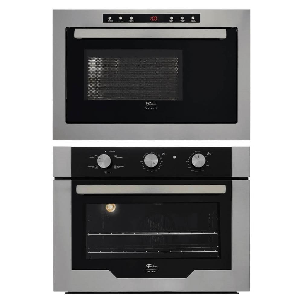 Kit Forno Elétrico Fischer Infinity Embutir 50L 5 Funções Inox + Micro-ondas Infinity 25L Inox 220V