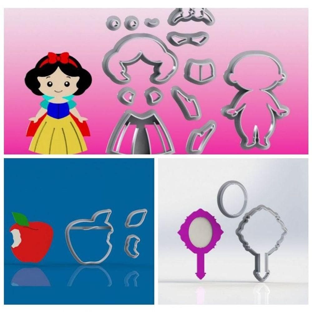Cortador Kit Princesa Branca de Neve Modular Tamanho 6cm