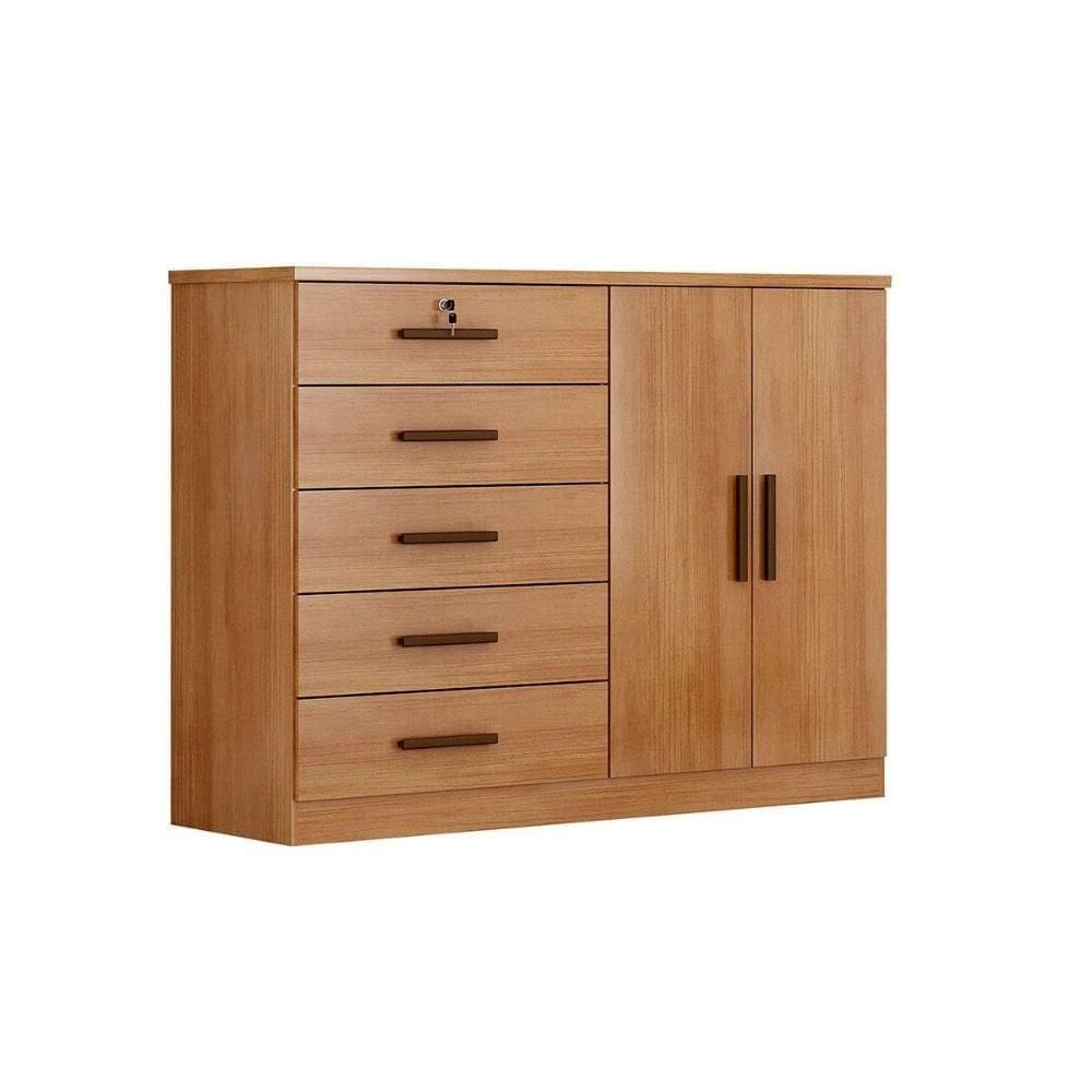 Cômoda Casal Space C/ 2 Portas E 5 Gavetas Freijó Cumaru - Novo Horizonte