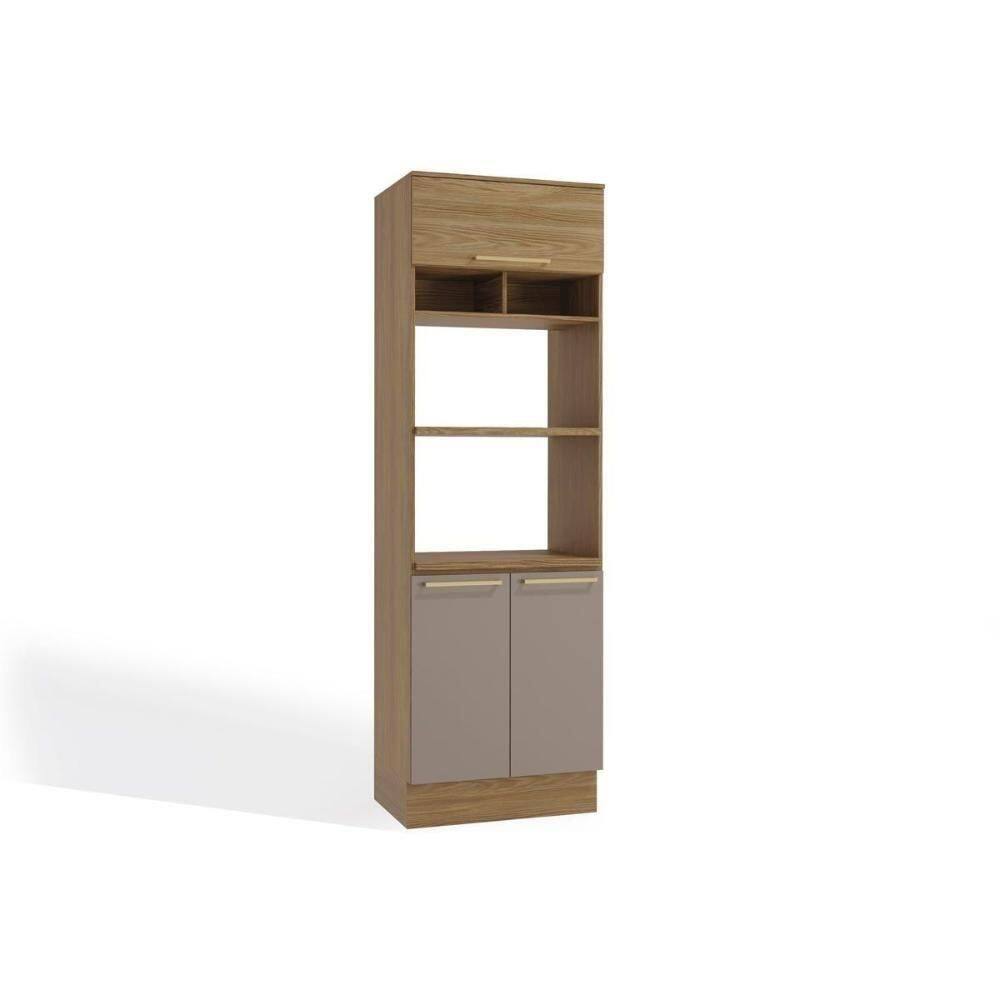 Paneleiro De Cozinha Modulado Botanic M627 C/ 3 Portas Nogueira/fendi - Kappesberg