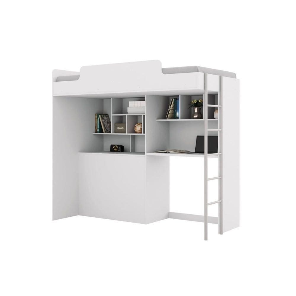 Beliche Multifuncional Office New (cama+escrivaninha De Cpu+baú+nicho+prateleiras) Branco