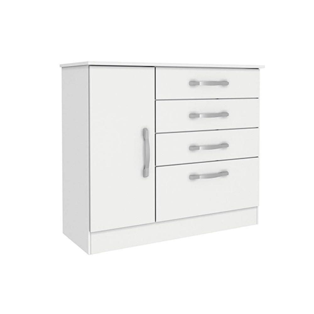 Cômoda Casal Chicago C/ 1 Porta E 4 Gavetas Branco/neve - Tcil Móveis