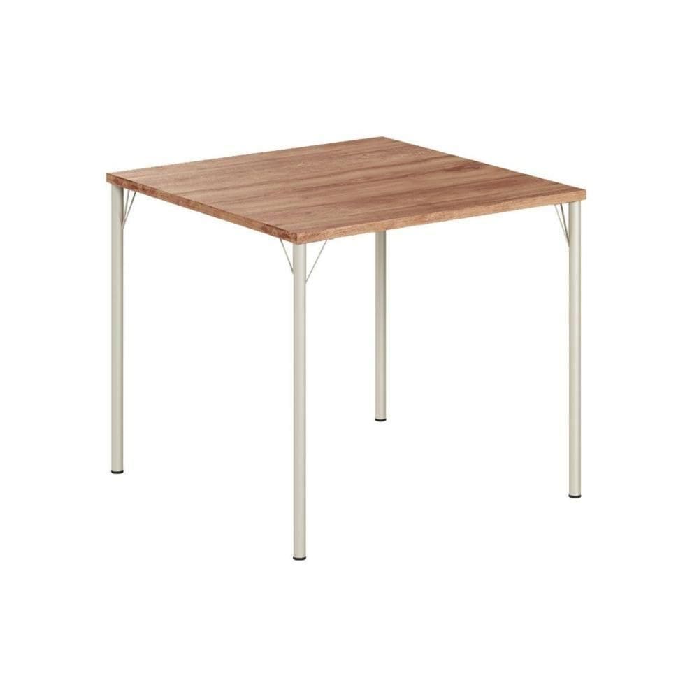 Mesa De Sala Jantar 1545 Aço C/tampo Madeirado 87x87cm Freijo C/ Prata - Carraro