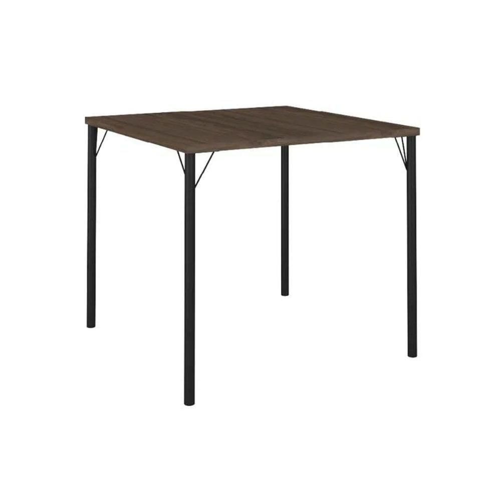 Mesa De Sala Jantar 1545 Aço C- tampo Madeirado 87x87cm Preto legno - Carraro