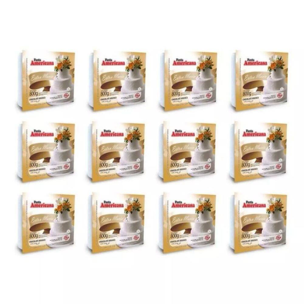 Kit 12 Pasta Americana Extra Macia Arcolor 800gr Chocolate Branco