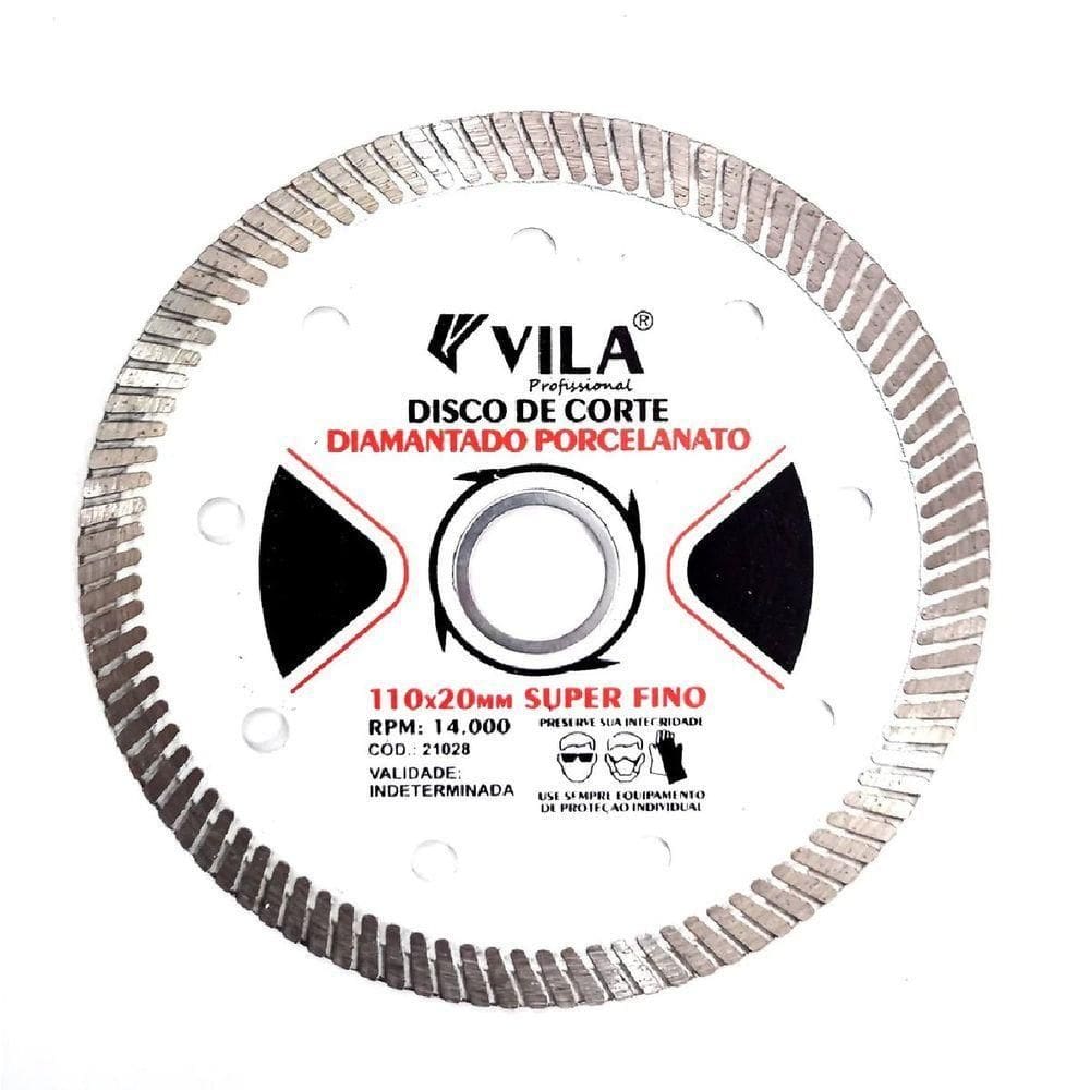 Disco De Corte Diamantado Porcelanato Turbo 110x20mm - Vila