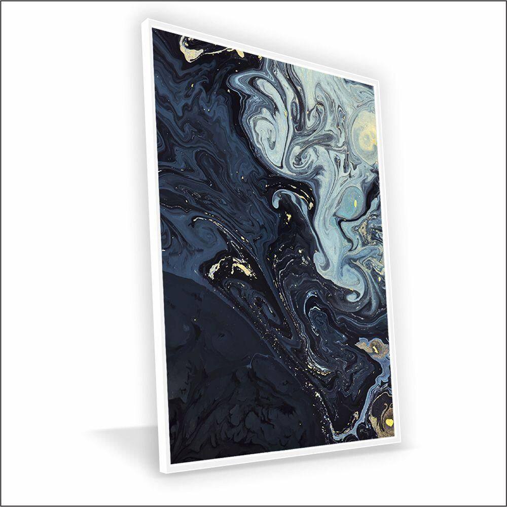 Quadro Marmorizado Chique Canvas Sem Vidro Tamanho-moldura 70x50 Caixa Cor Branca