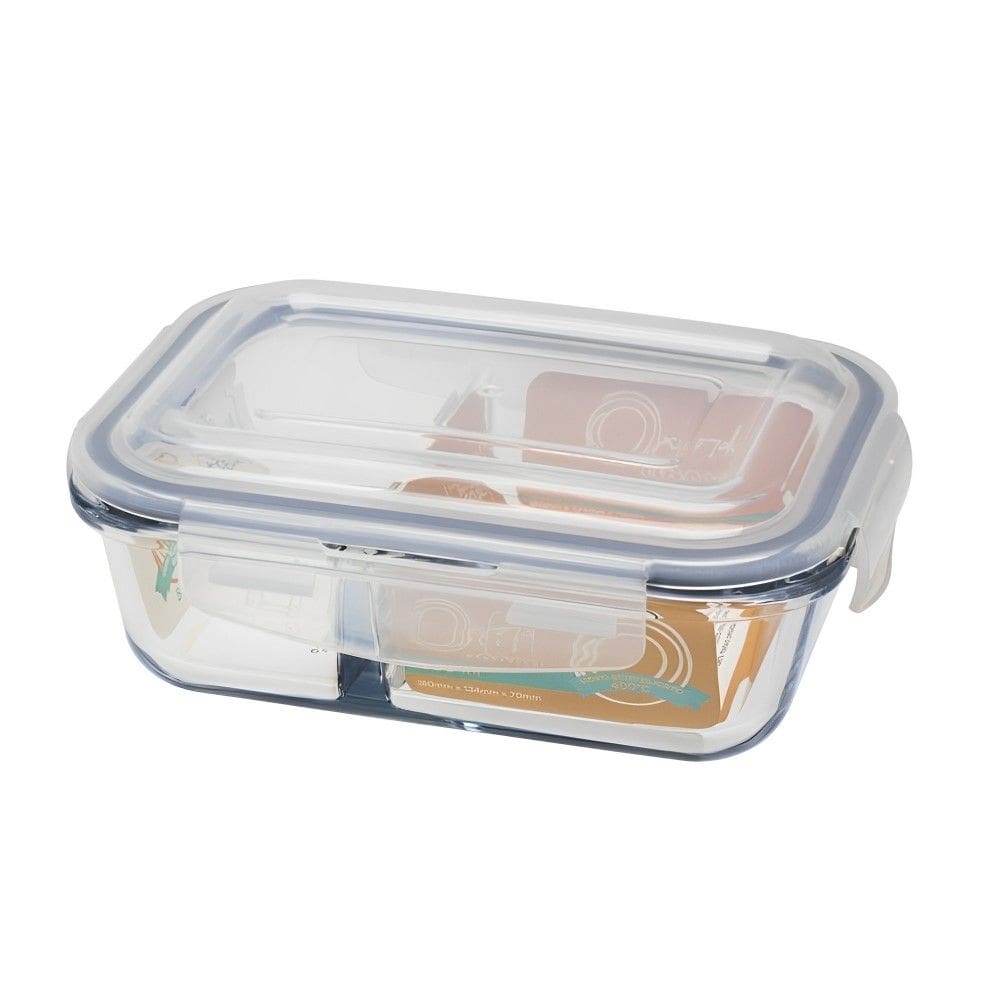 Pote Hermético Retangular de Vidro com Divisória 580 ml Oxford
