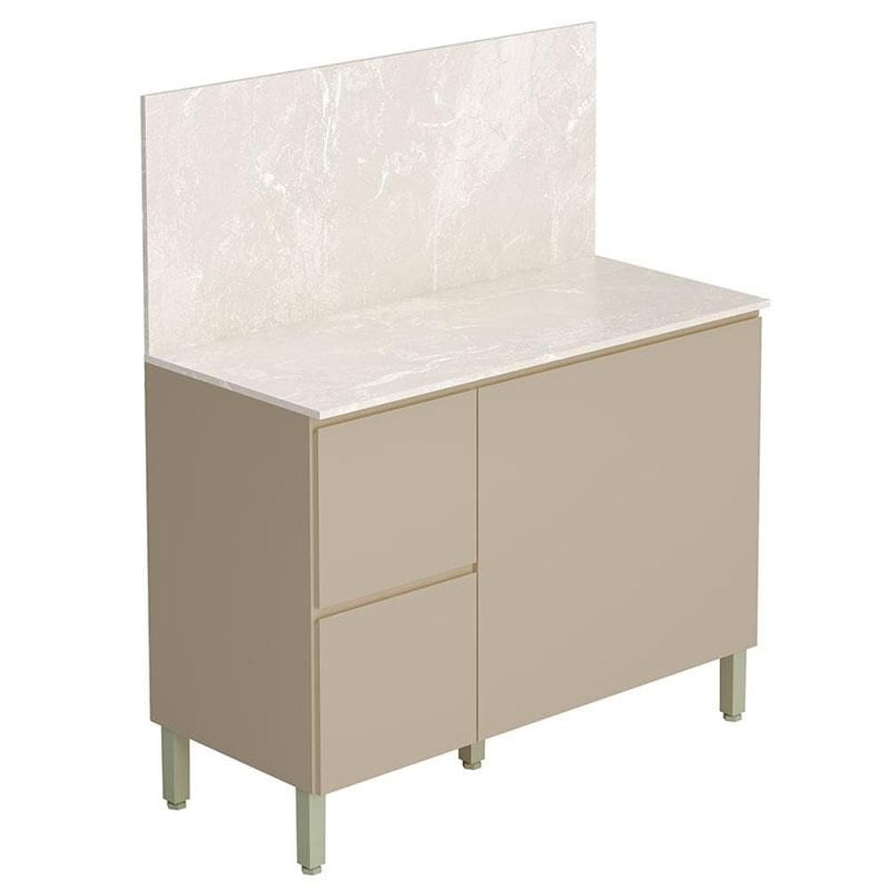 Balcão para Cozinha Art Vanilla com Tampo Painel 120cm Travertino – Kits Paraná