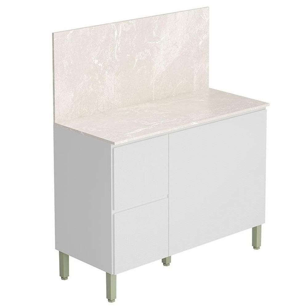 Balcão para Cozinha Art Branco Ártico com Tampo Painel 120cm Travertino – Kits Paraná