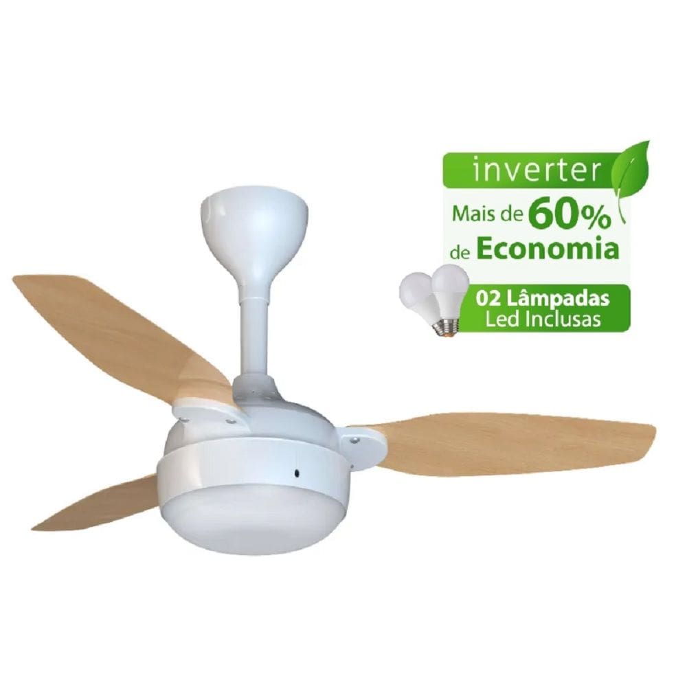 Ventilador de Teto Inverter Ventisol Legacy Branco/Pínus C/2 Lâmpadas Inclusas - Bivolt