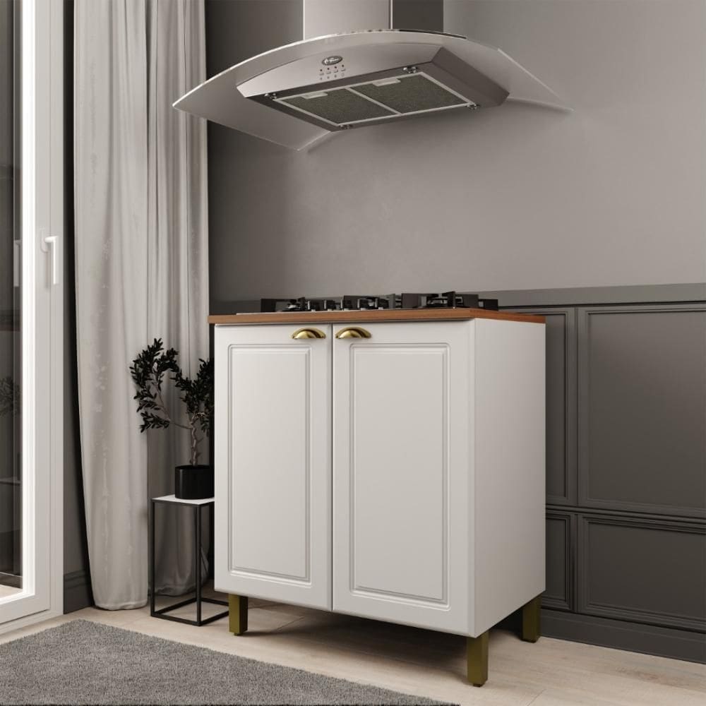 Balcão de Cozinha 80cm 2 Portas Roma Branco