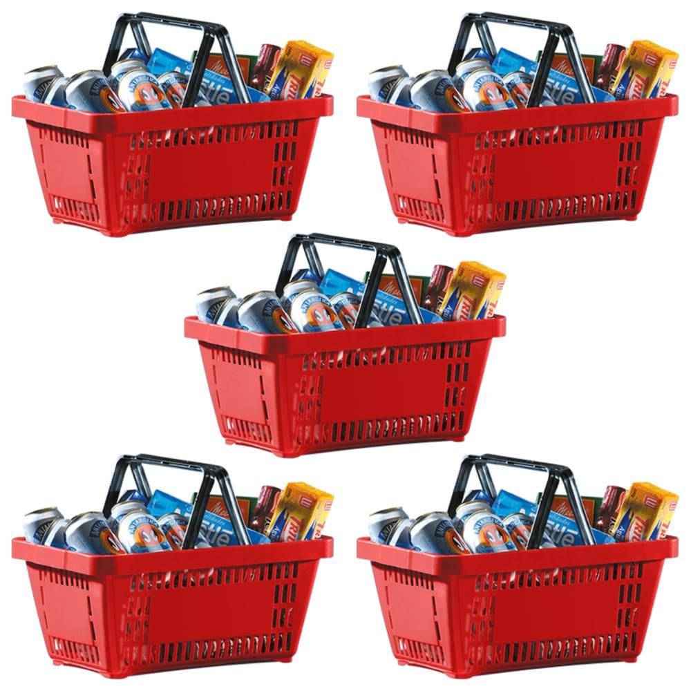 Kit 5 Cestas de Compras 13 Litros Cestinha Alças Com Travas CS13 Pisani