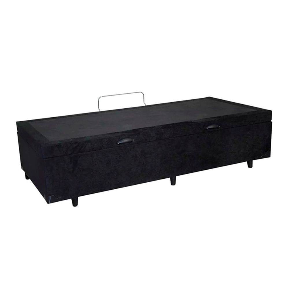 Base Box Baú Solteirão Blindado Suede Preto 36X108X188 AN