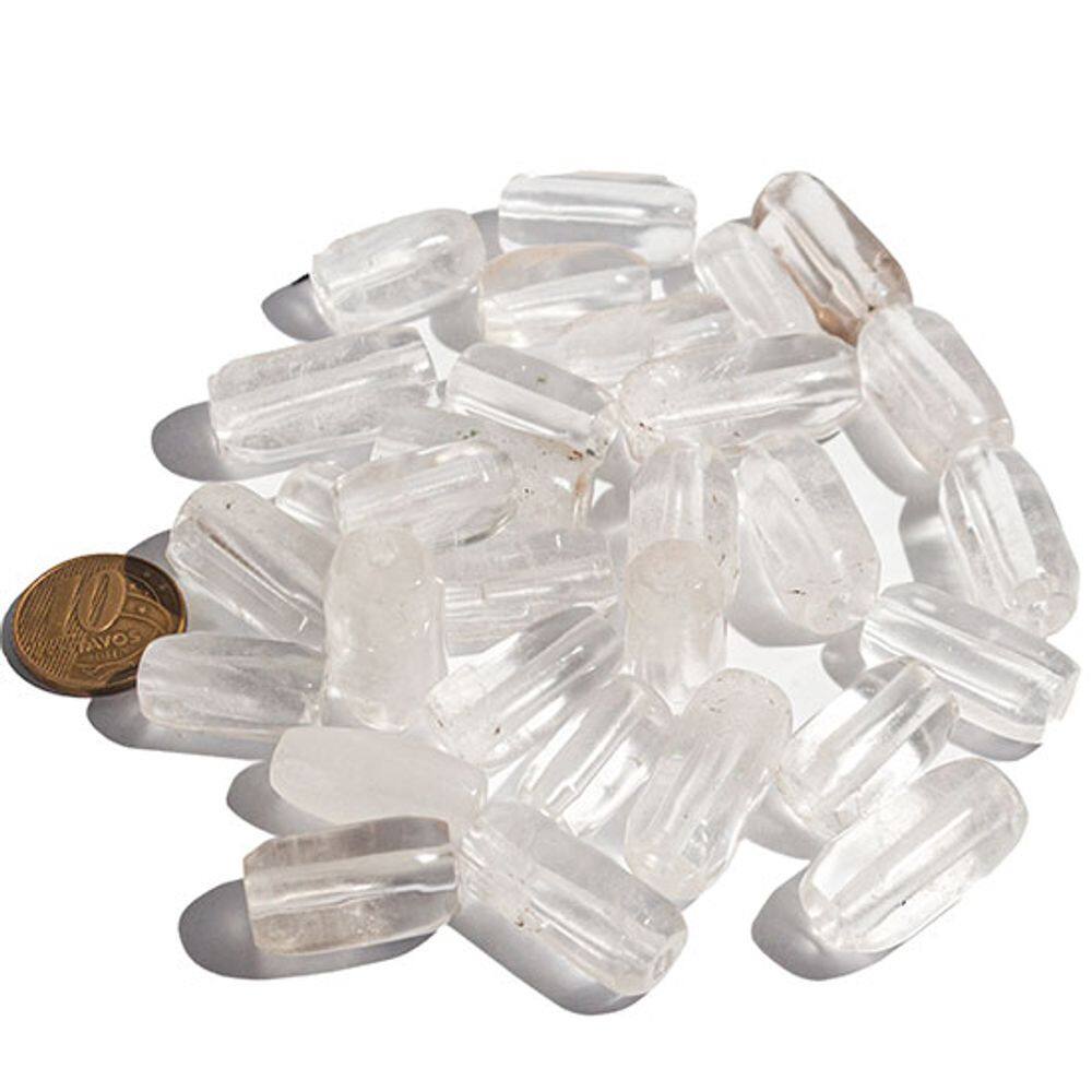 10 Barril Furado Longitudinal Pedra Cristal 25mm Tipo B