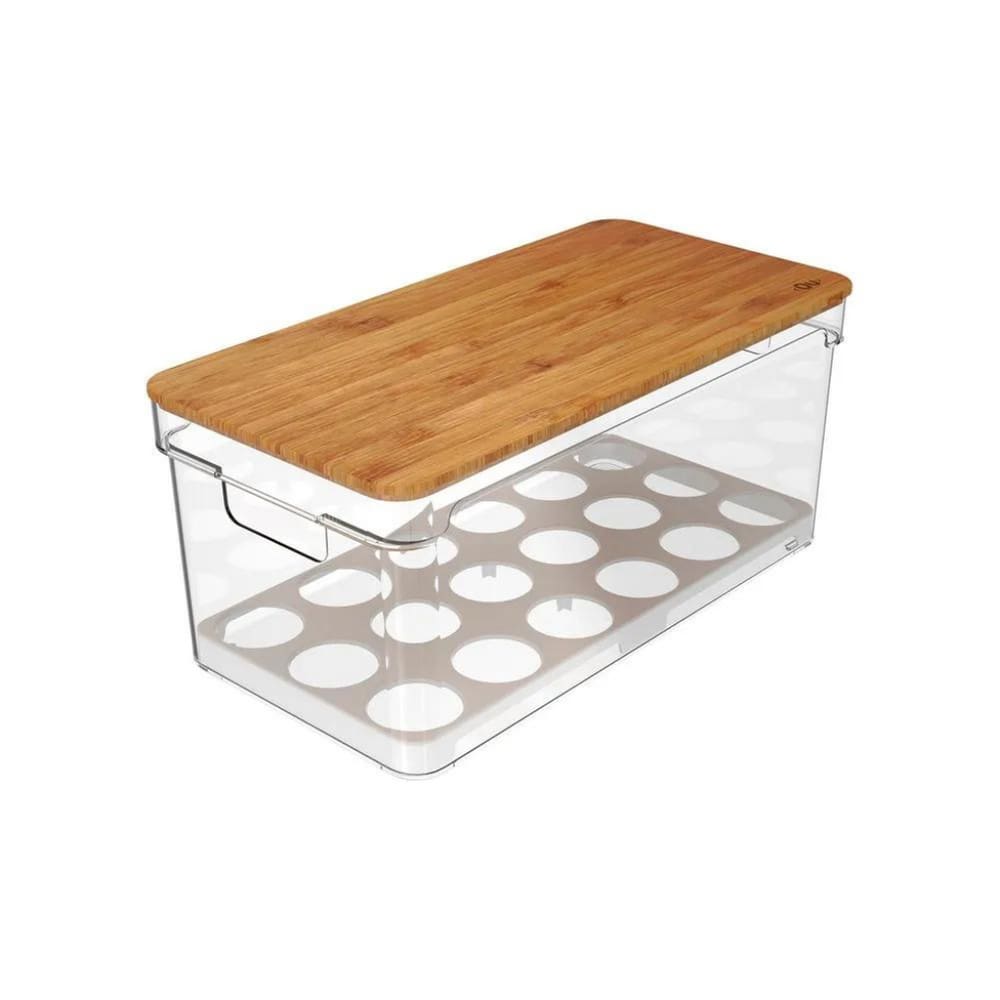 Organizador Para Ovos Com Tampa Em Bambu Clear Fresh 36 Unidades Ou