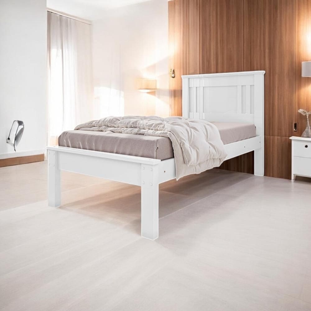 Cama Solteiro Aconchegante Sophia Branca com Colchão