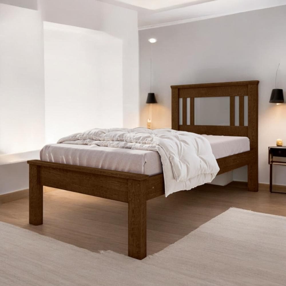 Cama Solteiro Sophia Malbec e Off White com Colchão