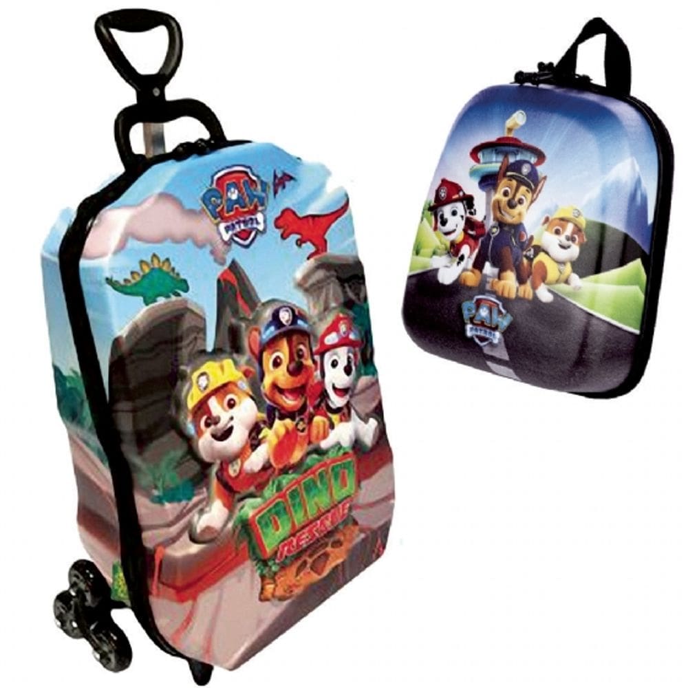 Mochila de Rodinhas Mochilete 3D com Rodinha Tripla + Lancheira Paw Patrol Dino Maxtoy Diplomata