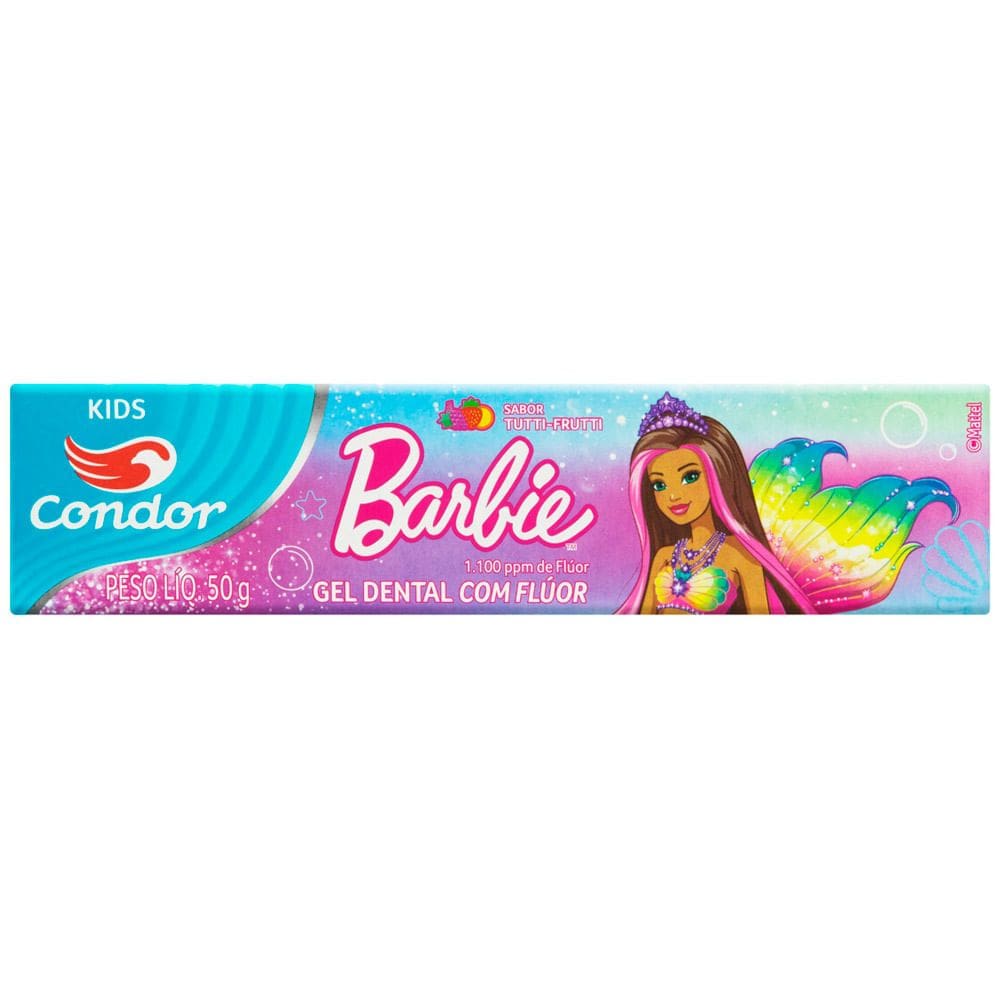 Gel Dental Infantil Condor Barbie com Flúor Tutti-Frutti 50g