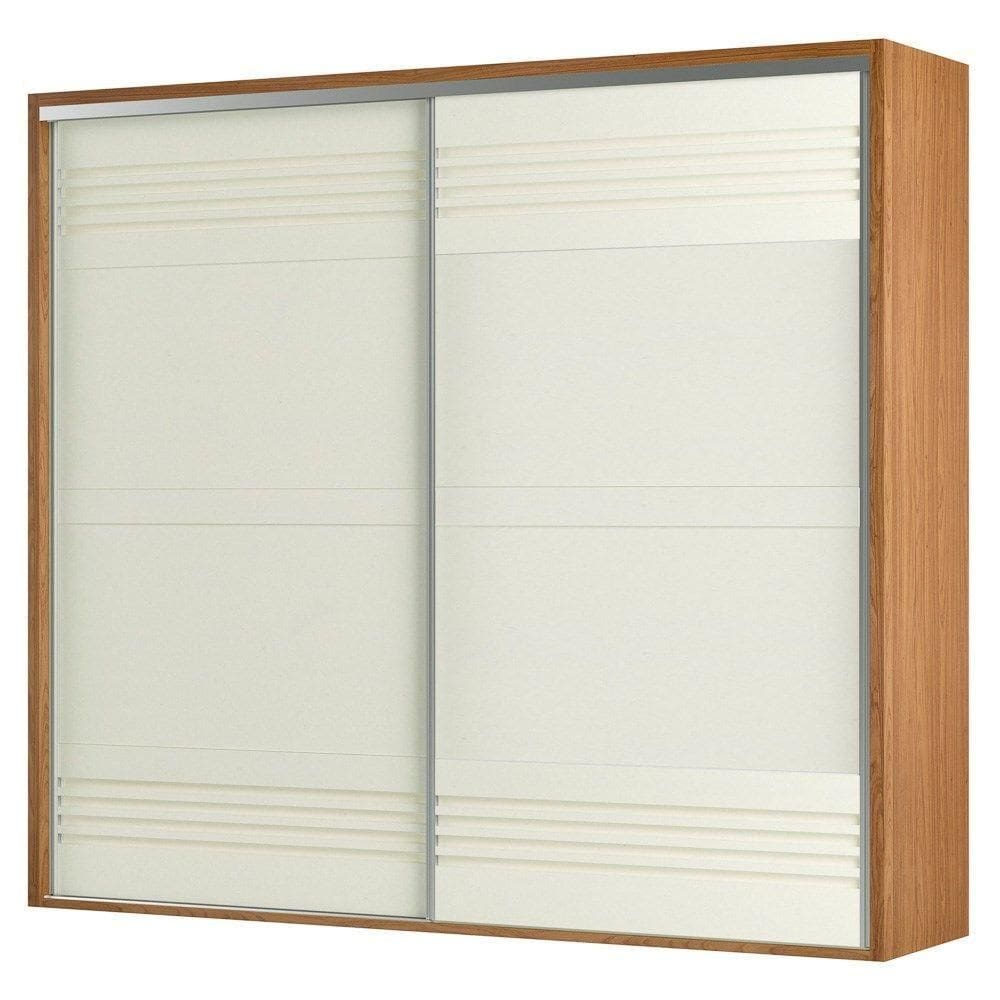Guarda Roupa Casal 267Cm 2 Portas De Correr 100% Mdf Tw603 Freijó/Off White