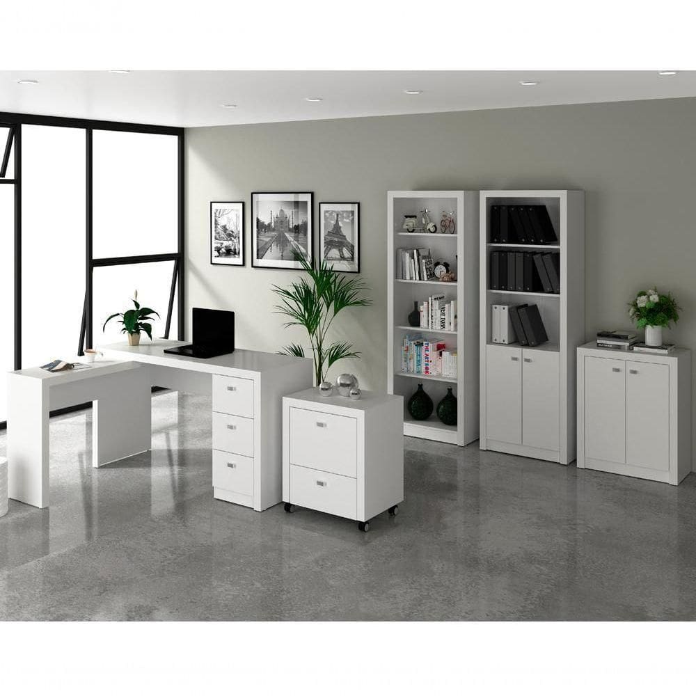 Conjunto Escritorio Completo 5 Peças Cj2 Branco Branco