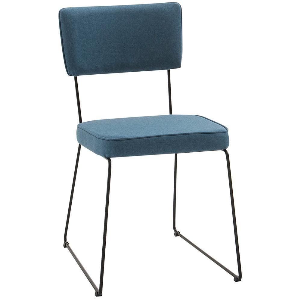 Cadeira Estofada Base Em Aço F53 Azul Jeans