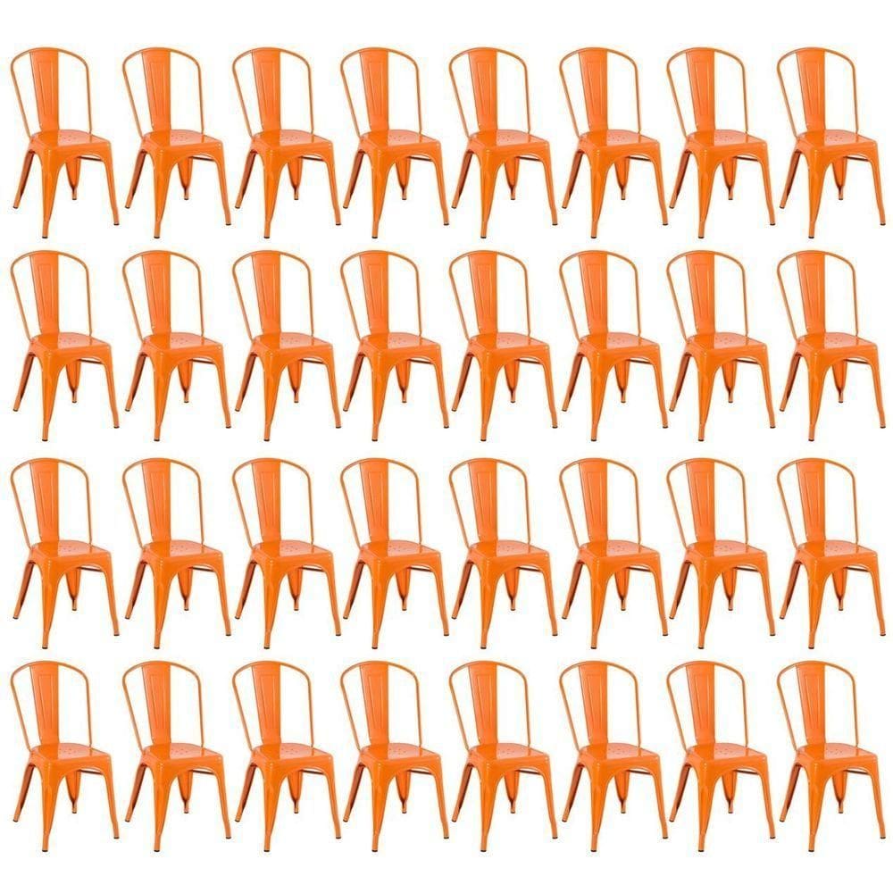 Kit 32 Cadeiras Iron Tolix Design Industrial Laranja