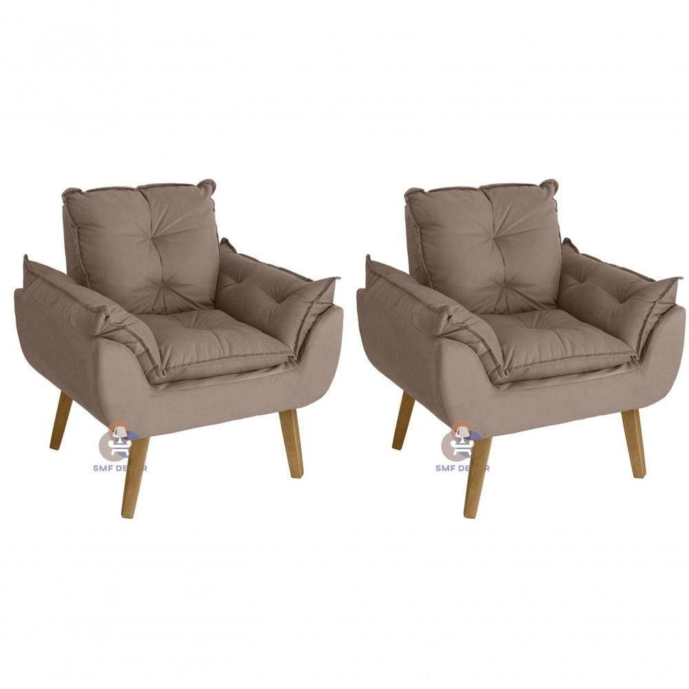 Kit 02 Poltrona Opala Suede Capuccino