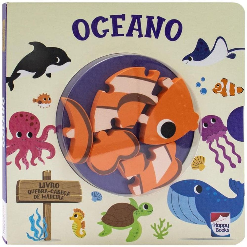 Livro Quebra-cabeça de madeira: Oceano