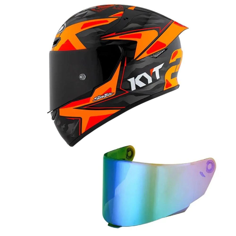Capacete KYT TT Course Antonelli 2022 Preto e Laranja Mais Viseira Camaleão