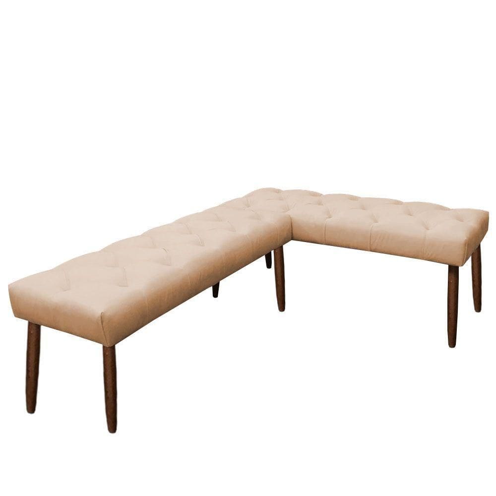 Banco De Canto Estofado Sira Suede Pés Palito Castanho C05 - D`rossi Cor Bege