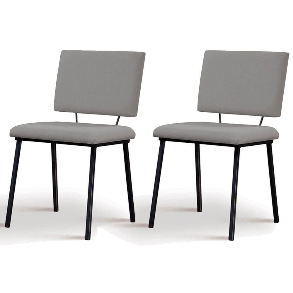 Kit 2 Cadeiras Estofadas Base Em Aço F38 Cinza