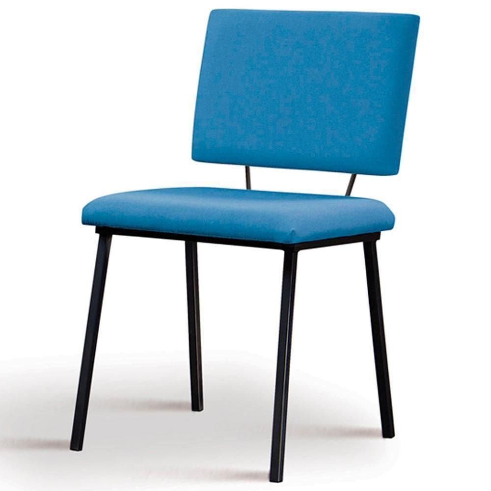 Cadeira Estofada Base Em Aço F38 Azul Jeans