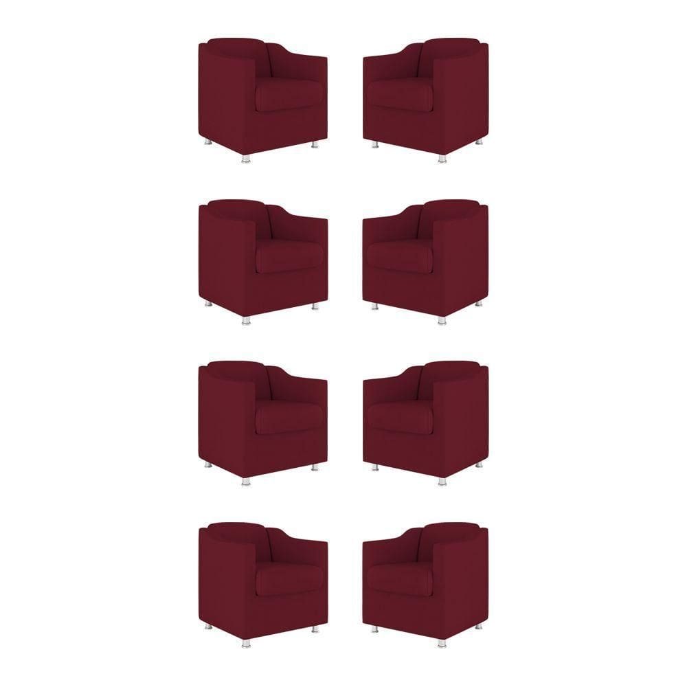 Kit 08 Poltronas Decorativas Sala De Espera Clinica Tecido Cor:marsala